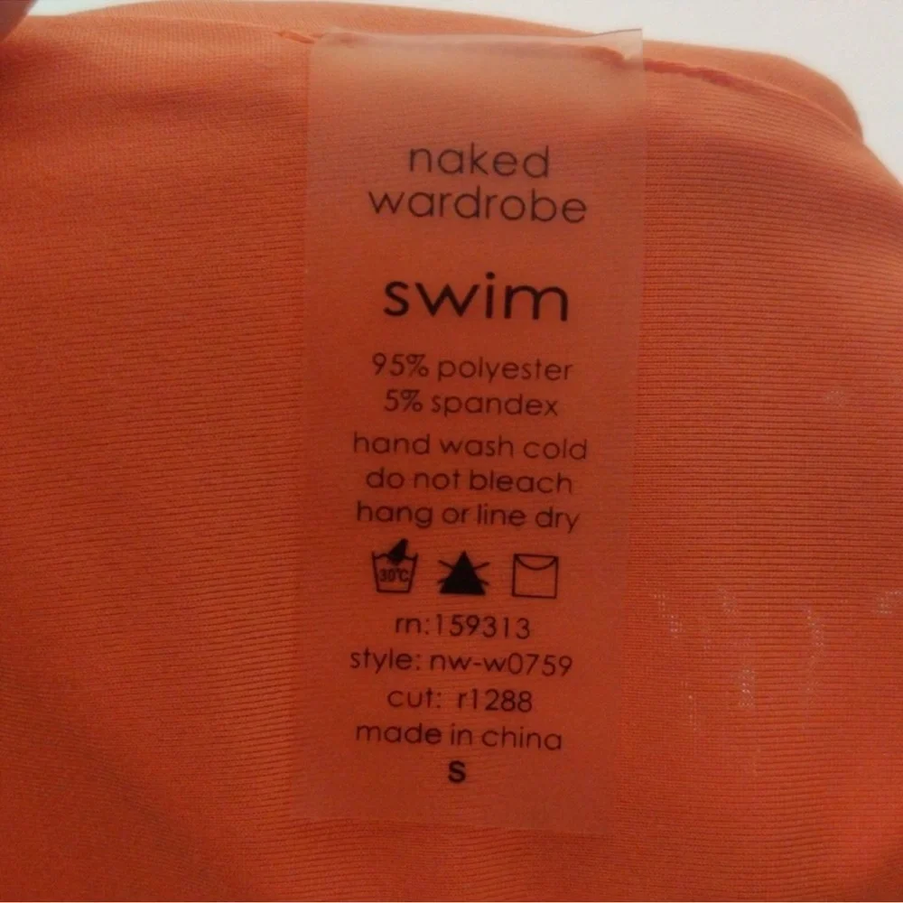 NWT Naked Wardrobe S Orange One Piece Bathing suit - Picture 3 of 4